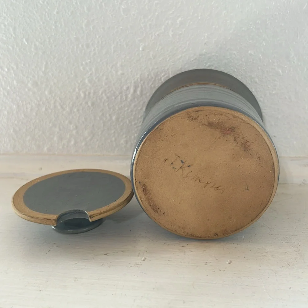 Handmade pottery jar with lid for salt, honey, sugar etc.